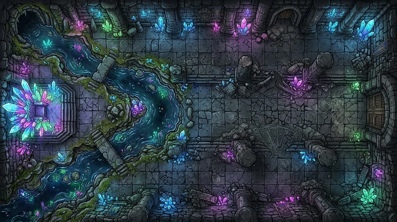 Cave ruins illustration